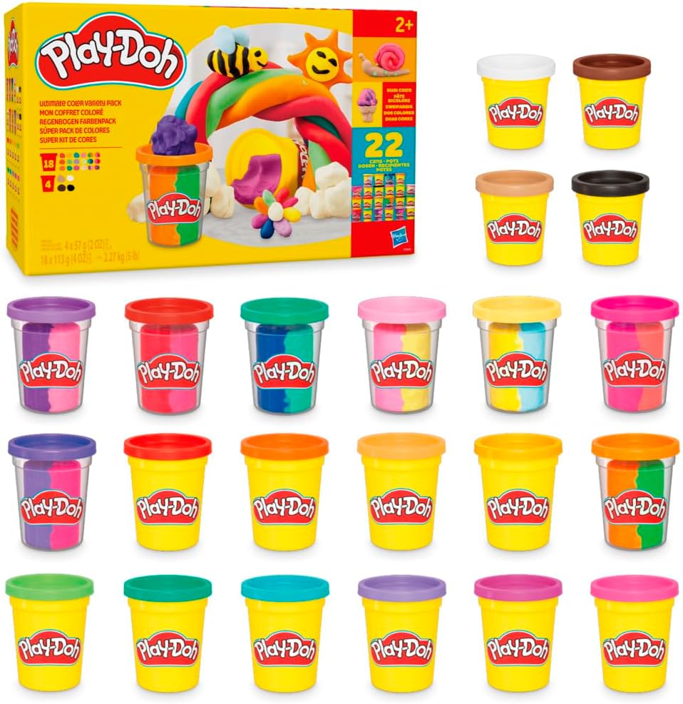Play-Doh 22 Pack Ultimate Color Variety, Bulk Assorted Colors, 2 & 4 Ounce Modeling Compound Cans, Kids Arts & Crafts, Preschool Toys, Back to School Supplies, Ages 2+ (Amazon Exclusive)