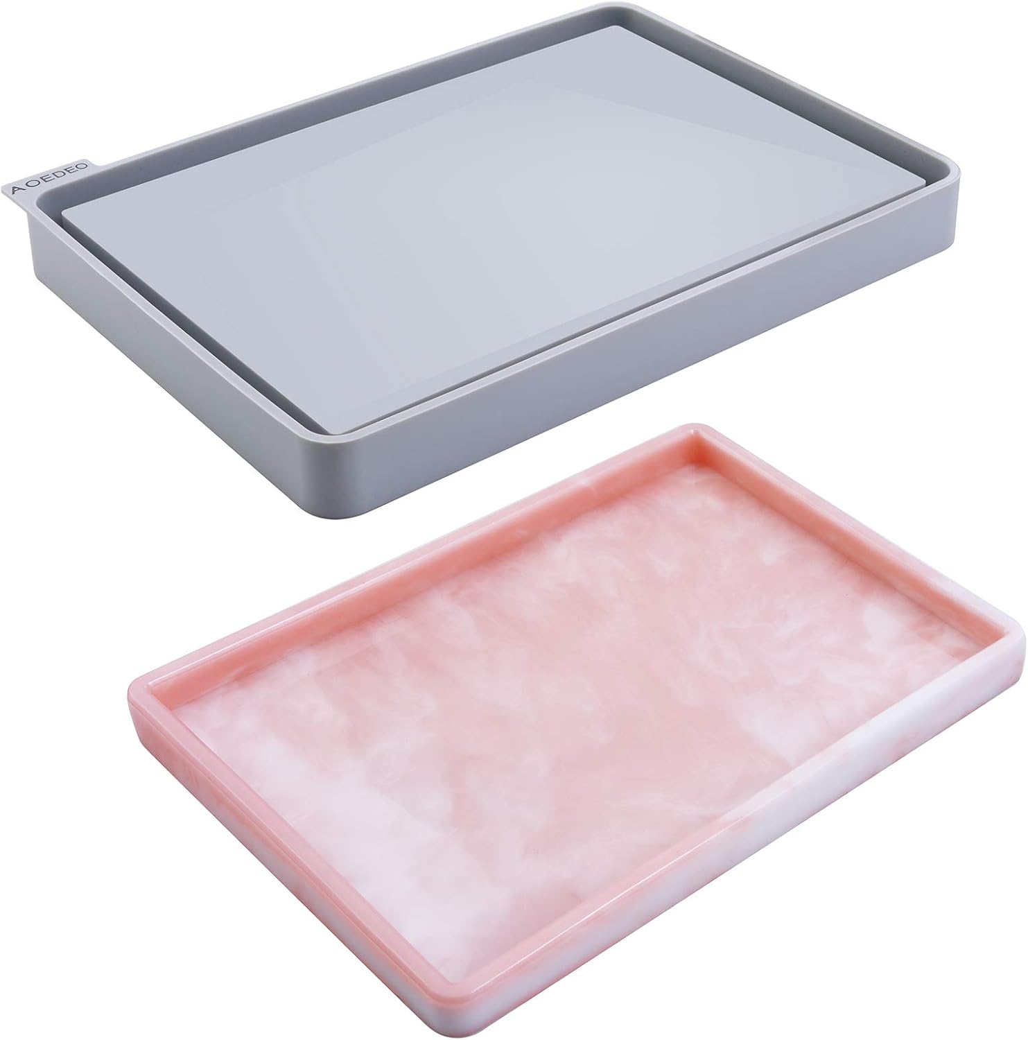 Rolling Tray Mold for Resin With Sides - Large Silicone Mold for Epoxy Casting, Serving Board With Edge - Shiny Surface & Durable 10.43x7.4x0.98 in