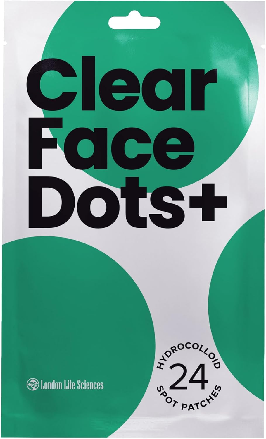 Clear Face Dots+ | 24 Hydrocolloid Spot Patches for Blemishes, Whiteheads & Breakouts | Ultra-Thin, Invisible, Fast-Acting Cover Dots | Travel Size - London Life Sciences