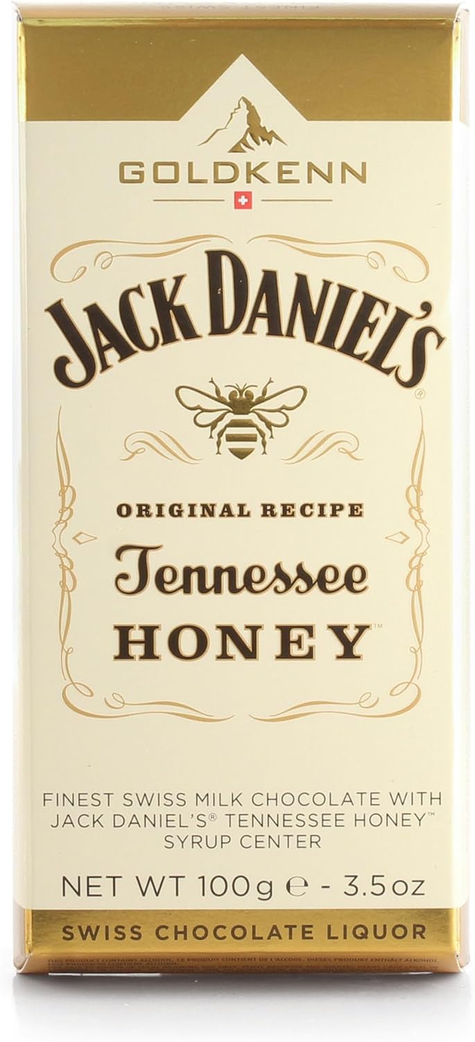 Jack Daniel's Tennessee Honey Liqueur Swiss Chocolate Bar | 100g Premium Milk Chocolate | Goldkenn Liqueur Collection