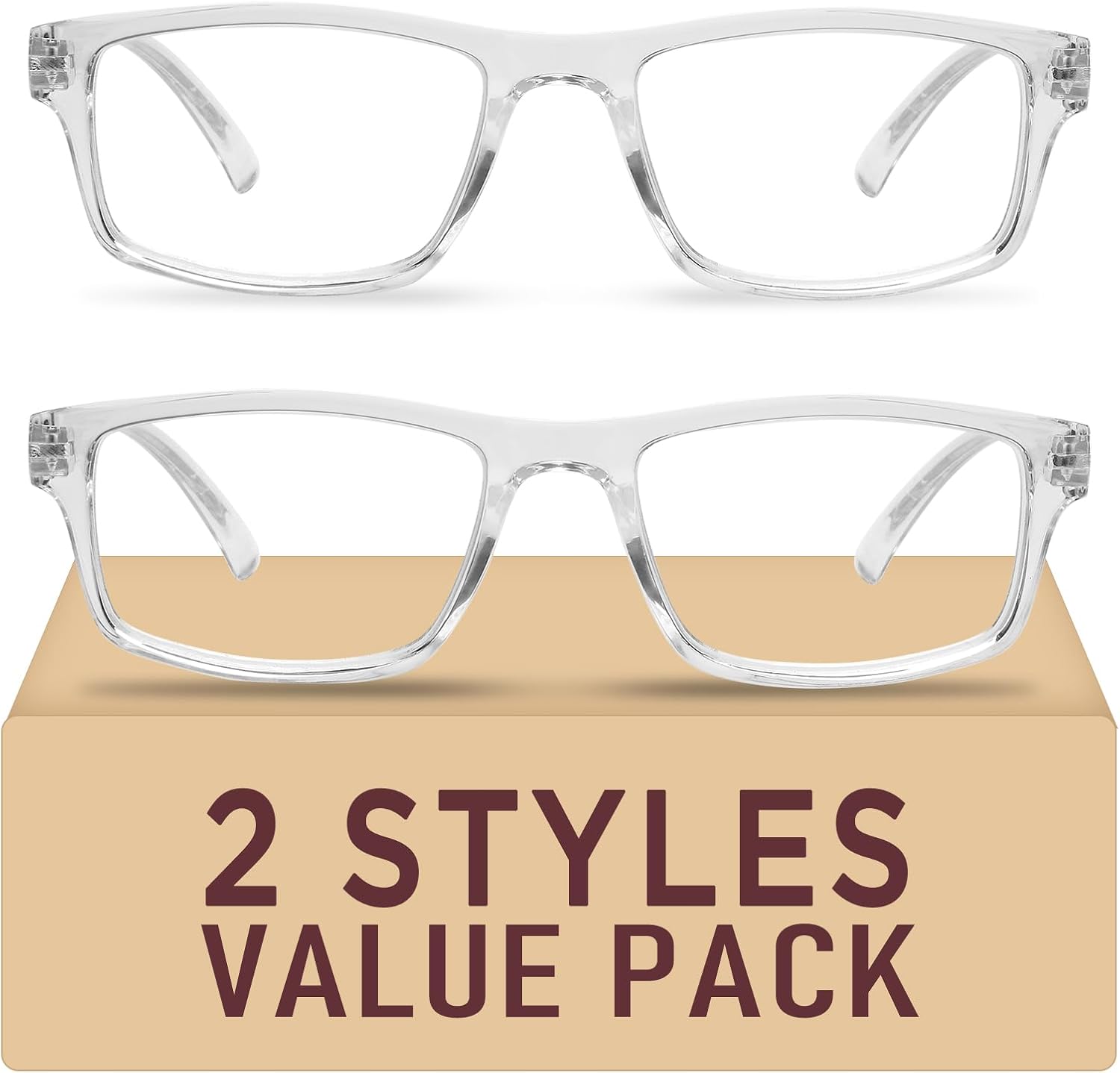 2 Pack Reading Glasses,Upgraded TR Blue Light Blocking Reading Glasses,Filter UV Ray/Glare Computer Readers, Stylish Lightweight Spring Hinges Eyeglasses for Women Men(Transparent,2.0)