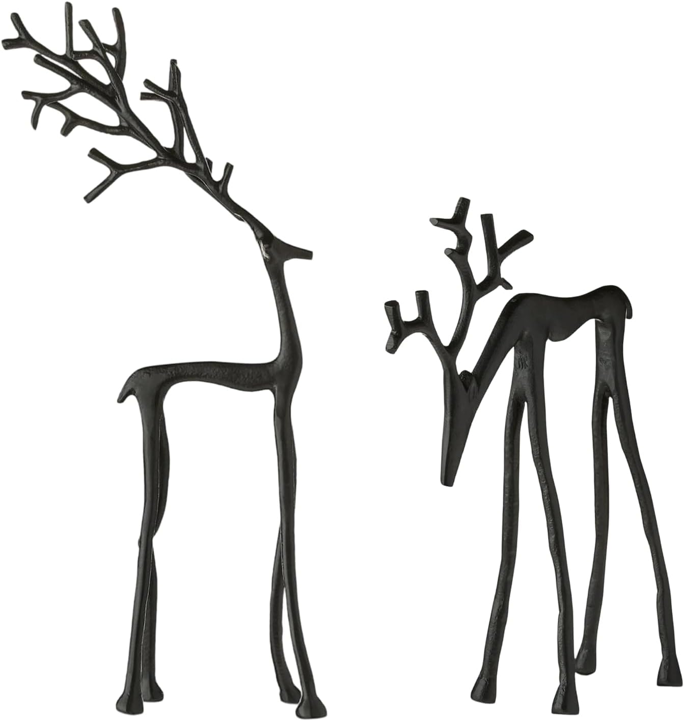 Reindeer Statues Imitation Metal Reindeers Sculpture Black Finish European-style Modern Decorative Reindeer Christmas Tabletop Ornaments for Mantel Fireplace Living Room Bedroom Home Decor