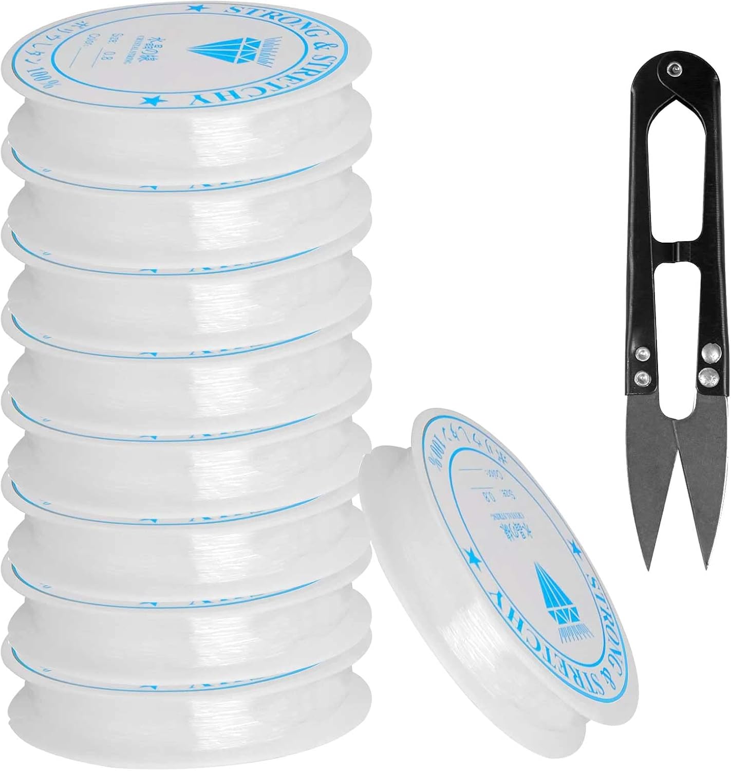 Zngou 9Pcs Bracelet Elastic Bracelet Beading Thread Clear Bead String Stretchy Beading Cord Invisible Bracelet String 0.8 Crystal String Stretch Line Nylon Thread String Beads Jewellery Making