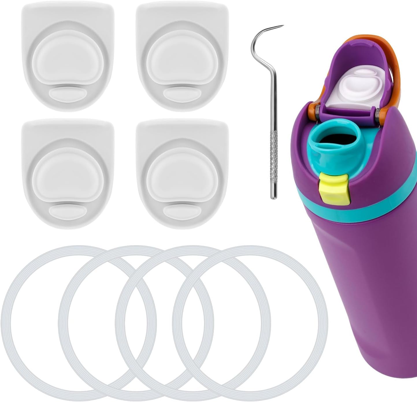 9pcs Water Bottle Replacement Parts Compatible with Owala FreeSip, Water Bottle Seal O Ring & Replacement Stopper Top for Owala 16/19/24/25/32/40oz Gasket Plug Lid Accessories BPA-Free