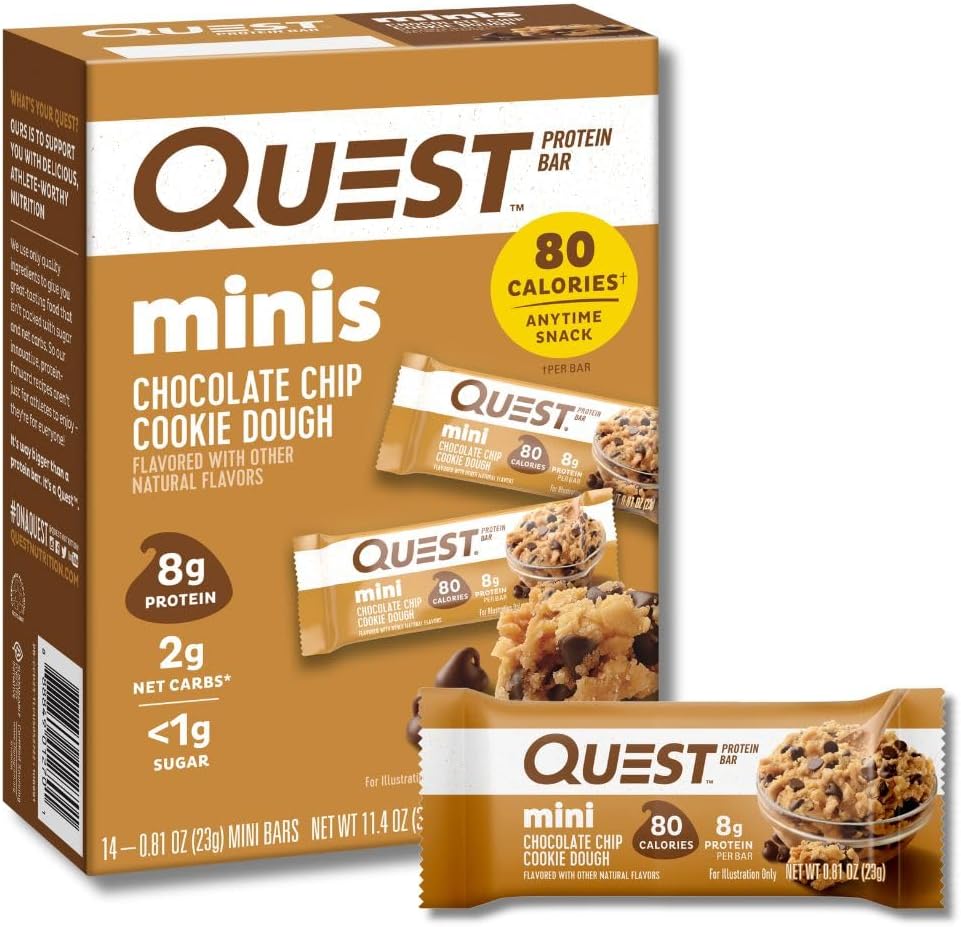 Quest Nutrition Mini Bars, Chocolate Chip Cookie Dough, 14/Box