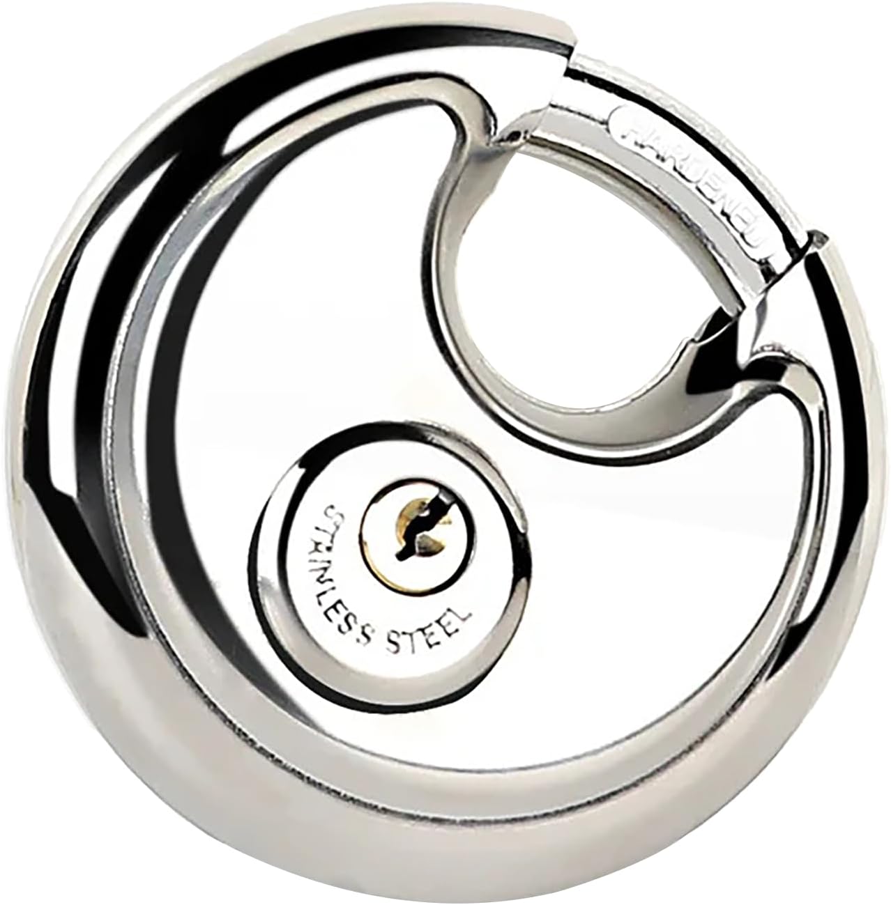 Disc Locks, Heavy Duty Steel Keyed Padlock Disc Storage Locks, Stainless Steel Disc Padlock with Key for Storage Unit, Trailer, Sheds, Garages