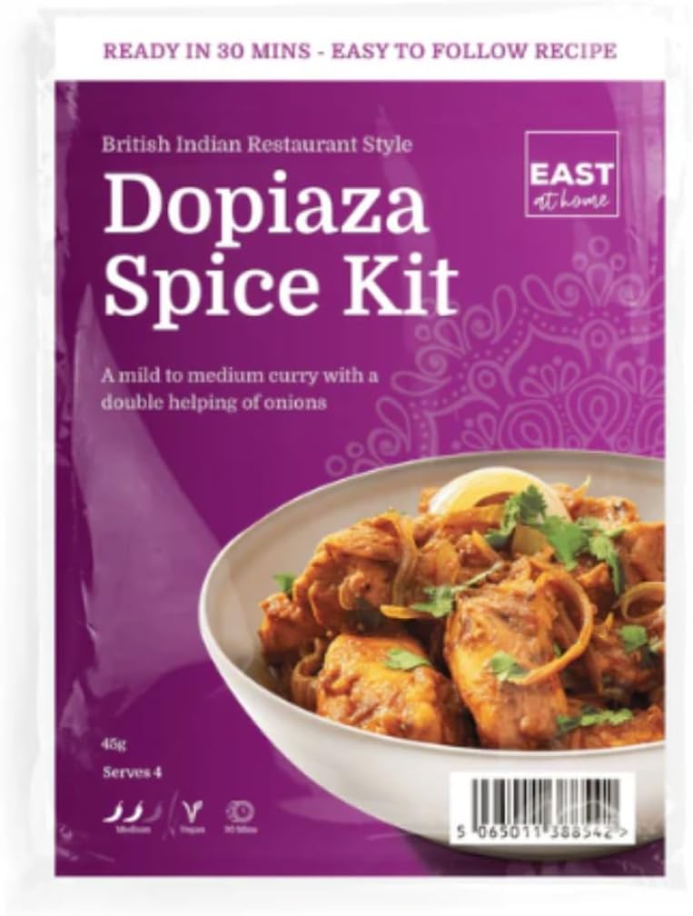 East at Home Dopiaza Spice Kit - Authentic Indian Curry Blend with Rich, Onion-Based Flavors for Creating Restaurant-Style Meals at Home, Easy to Prepare (1 pack)