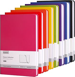 Comix 8 Pack Lined Journal Notebooks, 240 Pages, 5.5 x 8.3 inch, 8 Colors, A5 Hardcover Notebooks, Classic College Ruled Notebooks for Writing