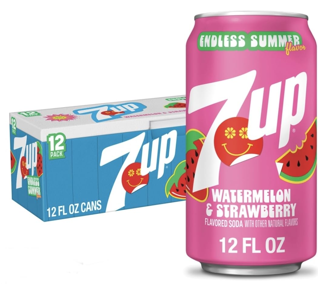 7up Watermelon Strawberry Soda, 12 Fl Oz Cans (12 Pack, Regular)