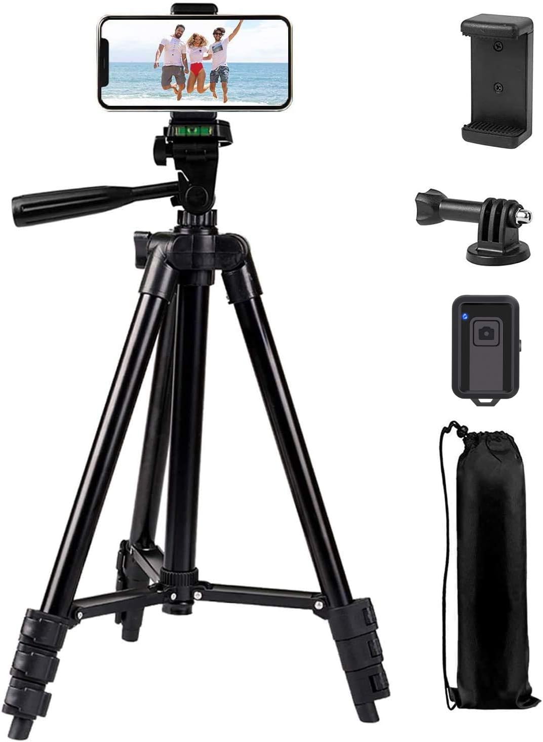 Phone Tripod,LINKCOOL 42" Aluminum Lightweight Portable Camera Tripod for Iphone/Samsung/Smartphone/Action Camera/DSLR Camera with Phone Holder & Wireless Bluetooth Control Remote (Black)
