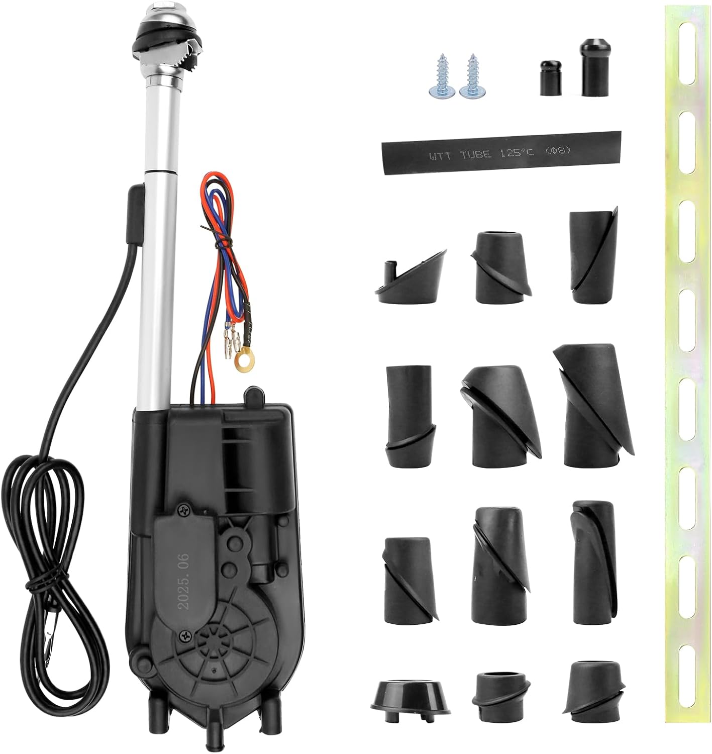 Car Aerial Electric Retractable Automatic Antenna, Electric FM/AM Car Antenna Kit 345mm-1080mm Vehicle Radio Aerial, Five-Section Stainless Steel Telescopic Rod, Waterproof