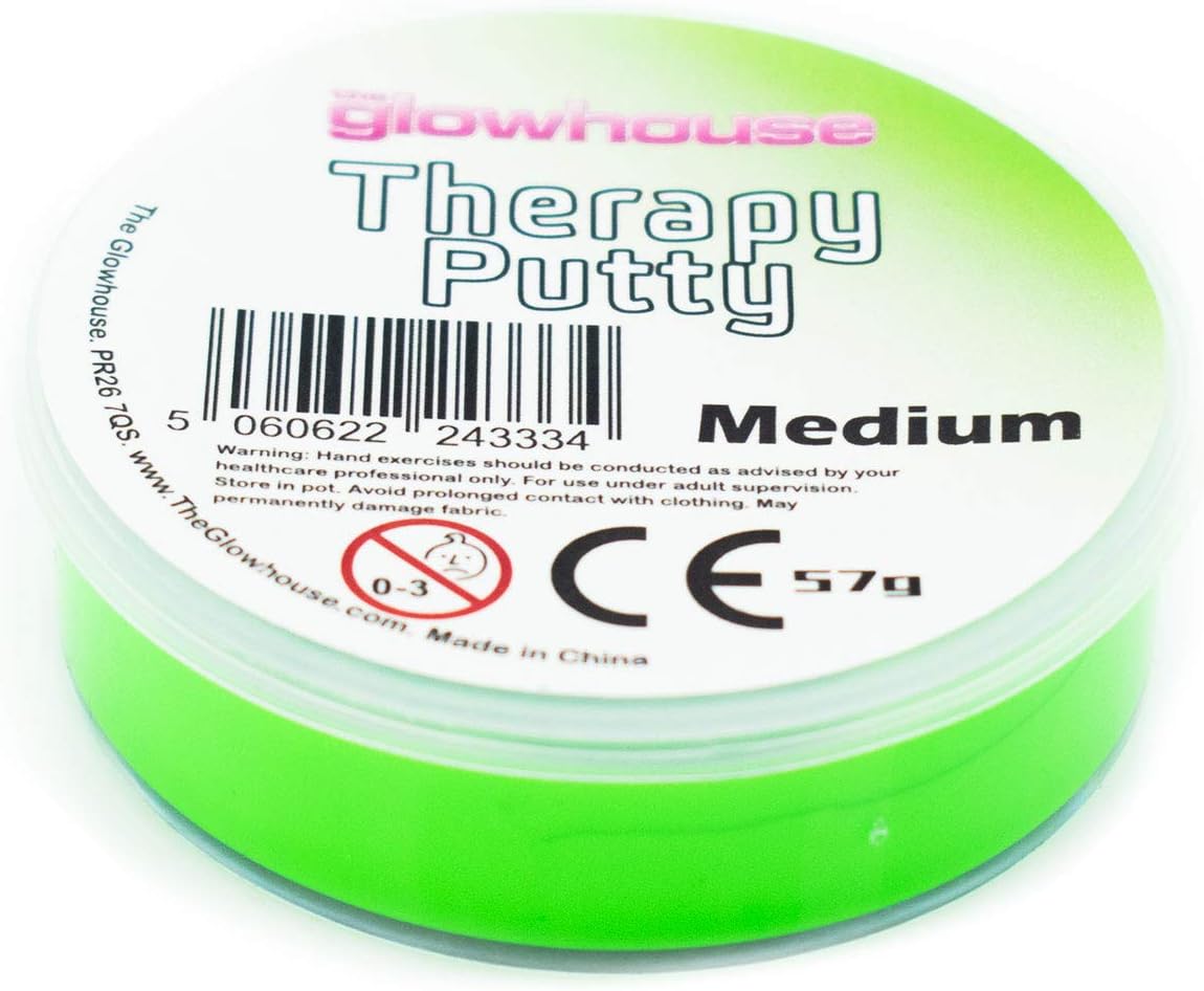 Premium Therapy Putty Squeezable Non-Toxic, Hand Exercise, Anti-Stress for Adults & Children (Green - Medium)