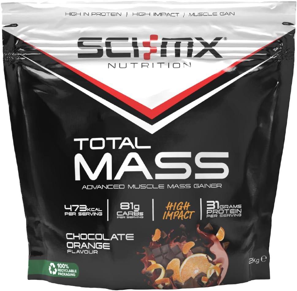 SCI-MX Total Mass - Advanced Muscle Mass Gainer Protein Powder - Muscle Growth & Weight Gain - Chocolate Orange • 32g Protein + 473 Calories per Serving • 2kg