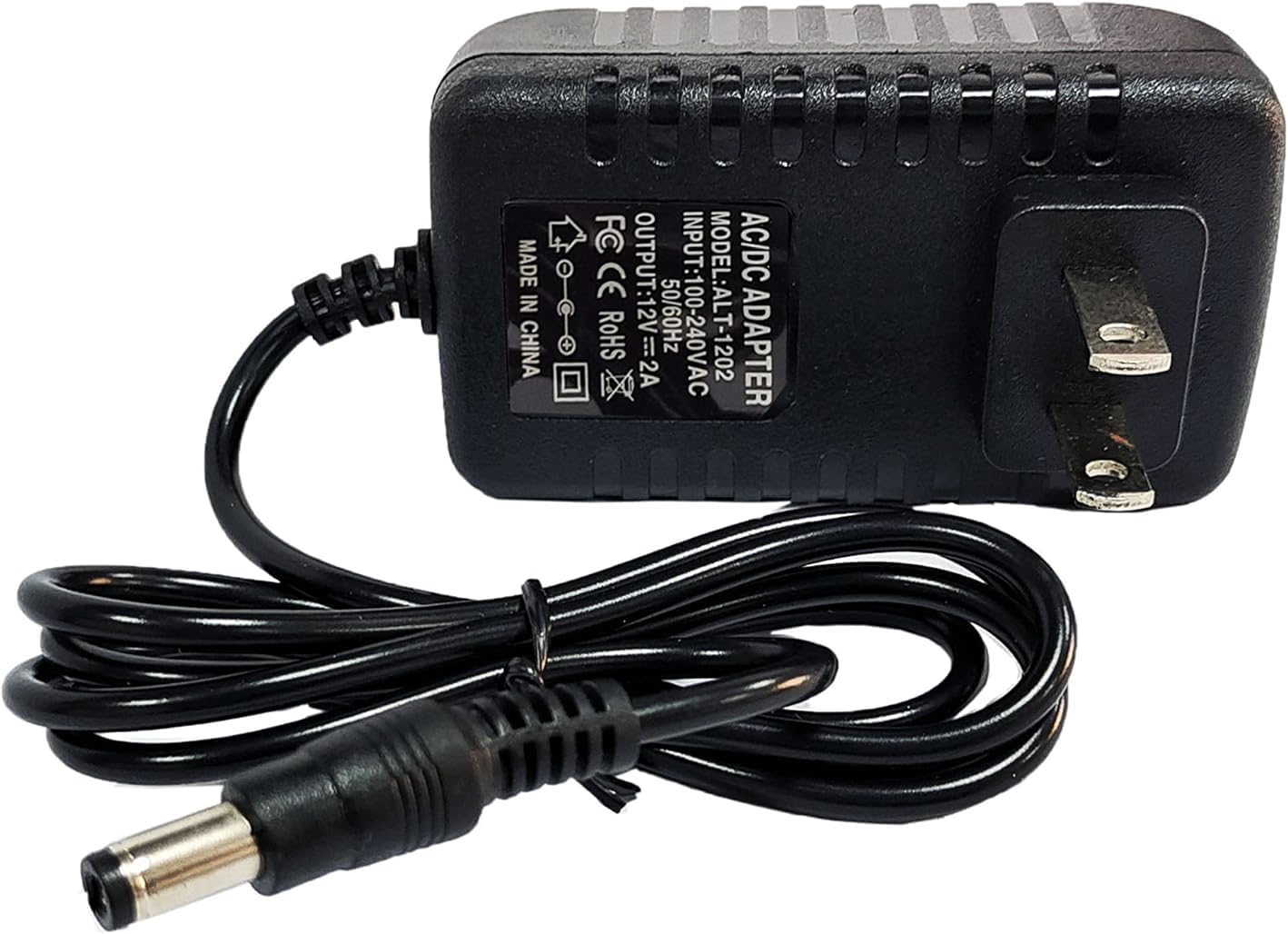 12 Volt 2A Power Adapter Supply, AC 100-240V to DC 12 V Power Supply Transformer Charger Wall Plug for DC12V Light Security CCTV Camera, Black, 8x5x3.3 cm