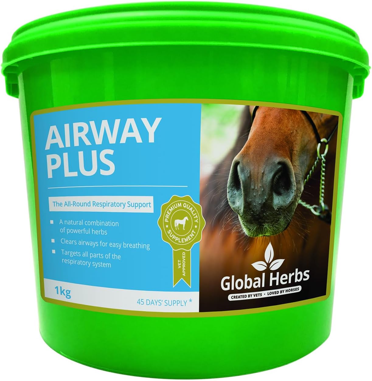 Global Herbs Airway Plus 1kg Tub Clear Breathing Horses