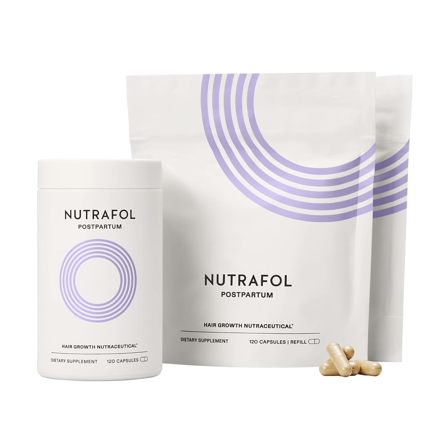 Nutrafol Postpartum Hair Growth Supplements, Clinically Tested for Visibly Thicker Hair and Less Shedding, Breastfeeding-friendly - 3 Month Supply, Pack of 3