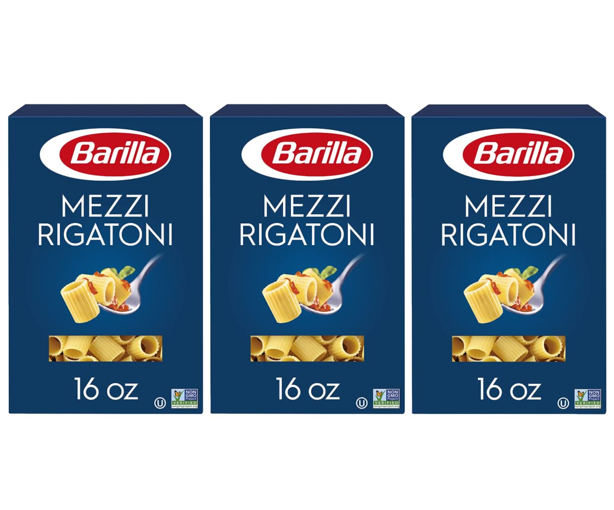 Barilla, Mezzi Rigatoni Pasta, 16oz Box (Pack of 3)