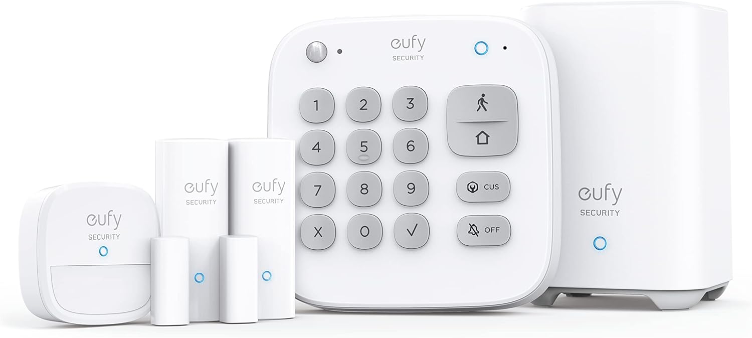 eufy Security 5-Piece Home Alarm Kit, Home Security System, Keypad, Motion Sensor, 2 Entry Sensors, Home Alarm System, Control From the App, Links with eufyCam