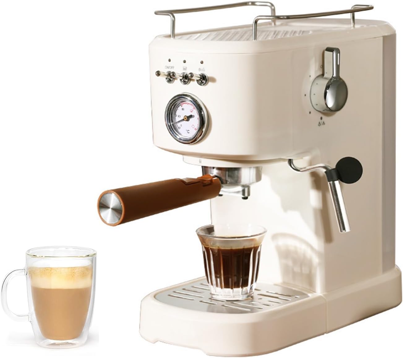 FAYELONG Joggle switch Espresso Machine, Compact Espresso Super Automatic Espresso Machines for home with 42oz Removable Water Tank for Cappuccino, Latte