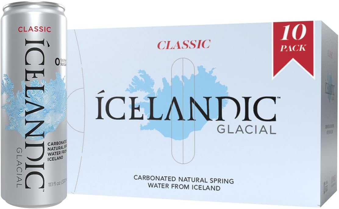 Icelandic Glacial Sparkling Water, Unflavored, 330 ml Cans, 10 Count