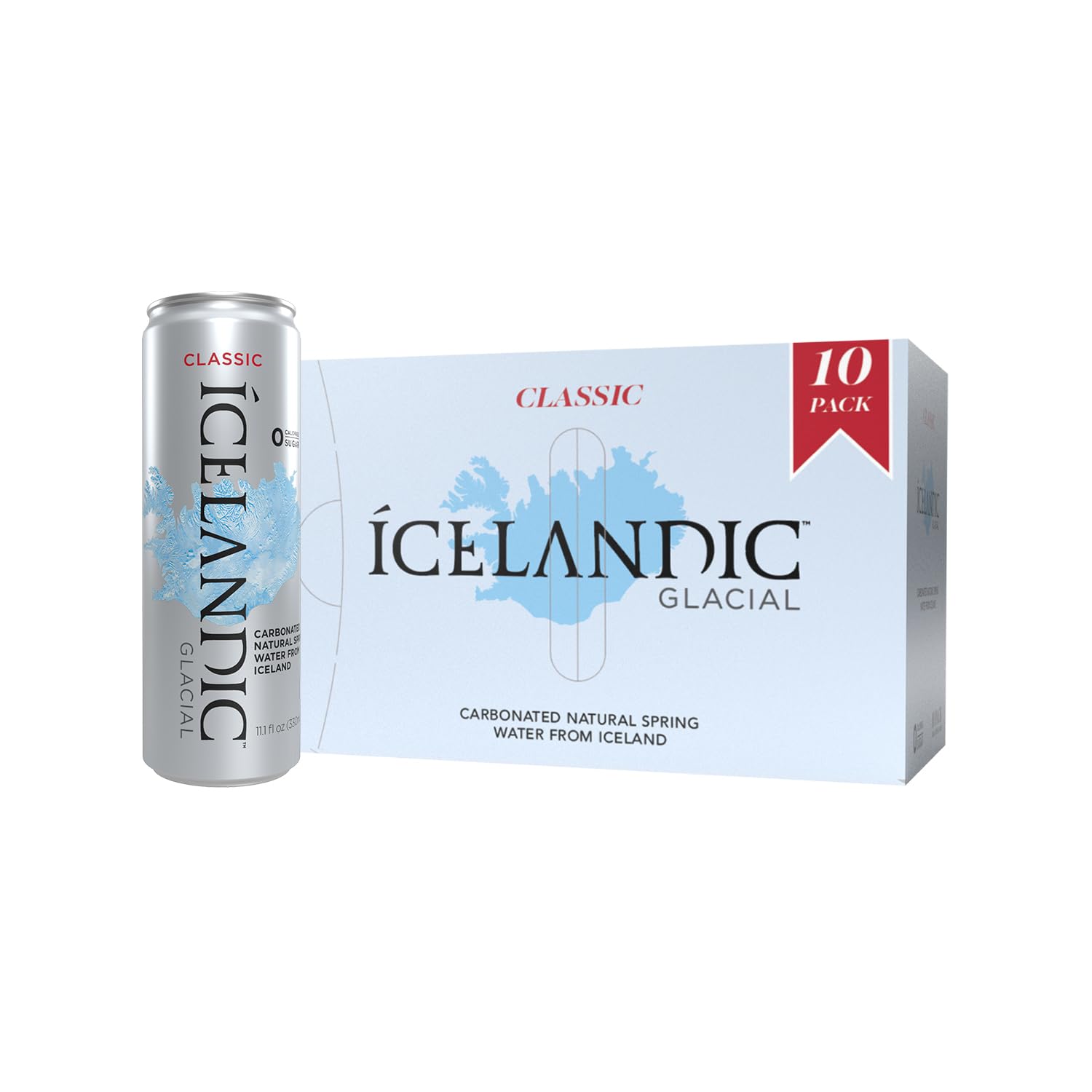 Icelandic Glacial Sparkling Water, Unflavored, 330 ml / 11.1 Fl Oz Cans (Pack of 10)