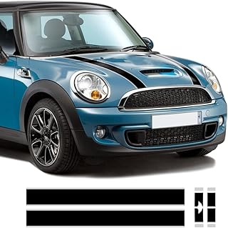 Black-Grey Hood Bonnet Stripes Trunk Rear Engine Cover Vinyl Decal Stickers for Mini Cooper 3-Door Hatchback R56 2007-2013