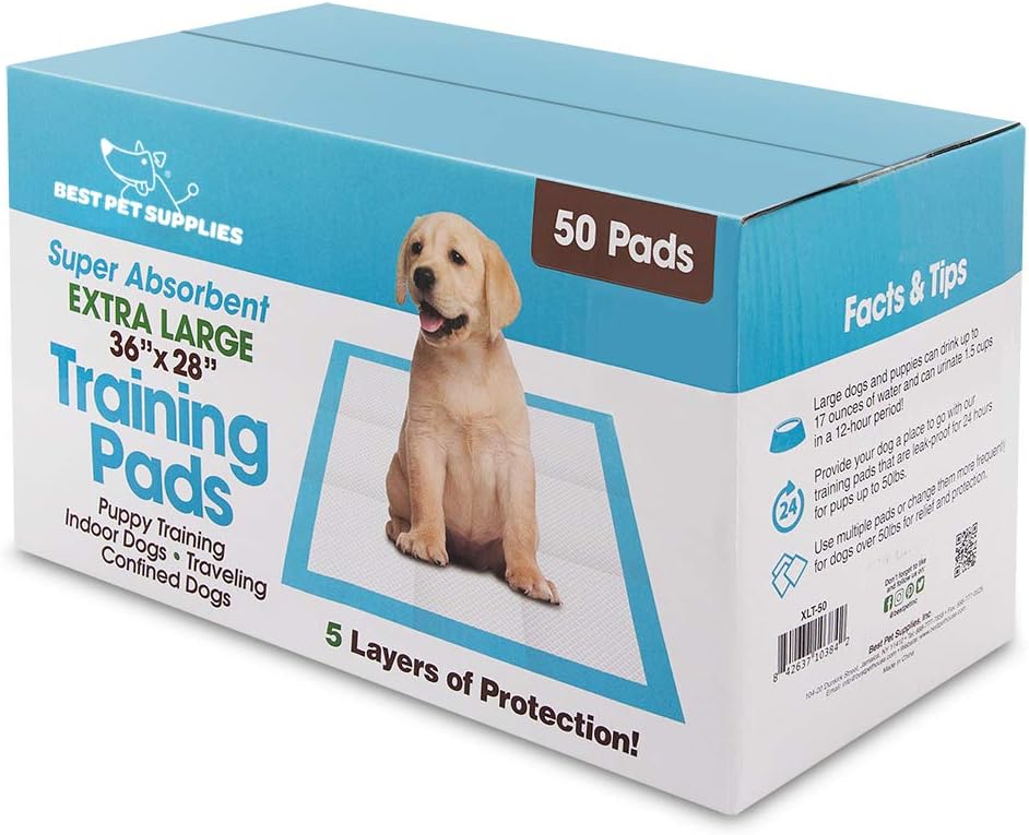 Best Pet Supplies Puppy Pads - Disposable, Dog Training Potty, Super Absorbent Blue Puppy Pee Pads for Dogs (Pack of 40, X-Large)