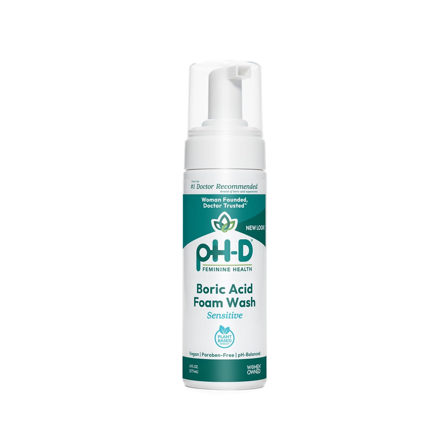 pH-D Feminine Health - Boric Acid Foam Wash - pH-Balanced, Paraben-Free, and Plant-based (Sensitive, 6 Fl Oz (Pack of 1))