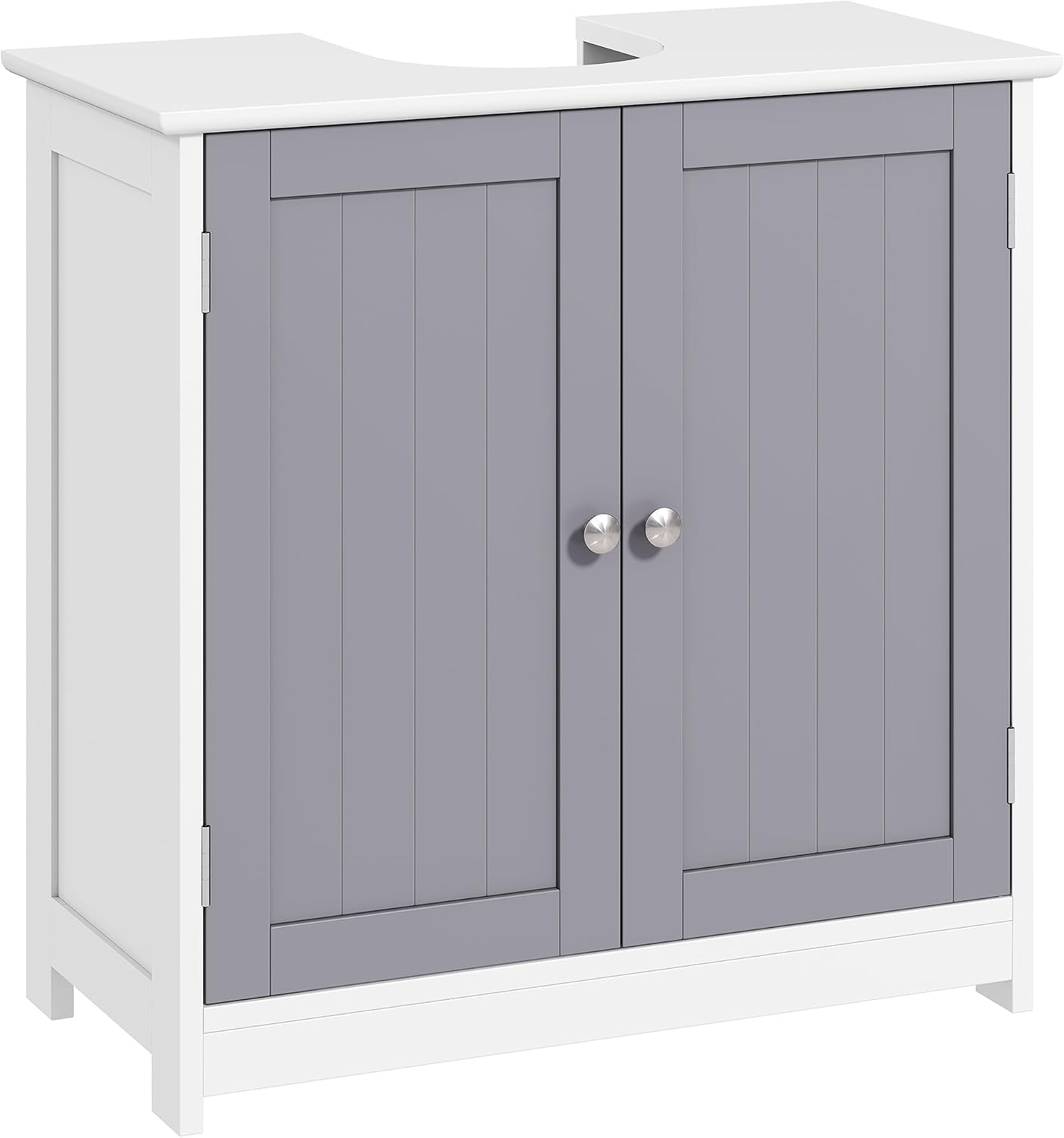 kleankin 23.5" Pedestal Sink Storage Cabinet U-Shape Cut-Out White and Gray
