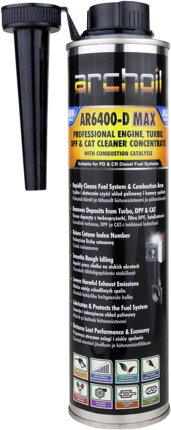 Archoil AR6400-D MAX Pro DPF Cleaner Diesel Fuel System, Diesel Injector Cleaner, Turbo, CAT Cleaner Concentrate - High Strength Carbon Removal & Exhaust Emissions Reduction for MOT Pass (400ml)