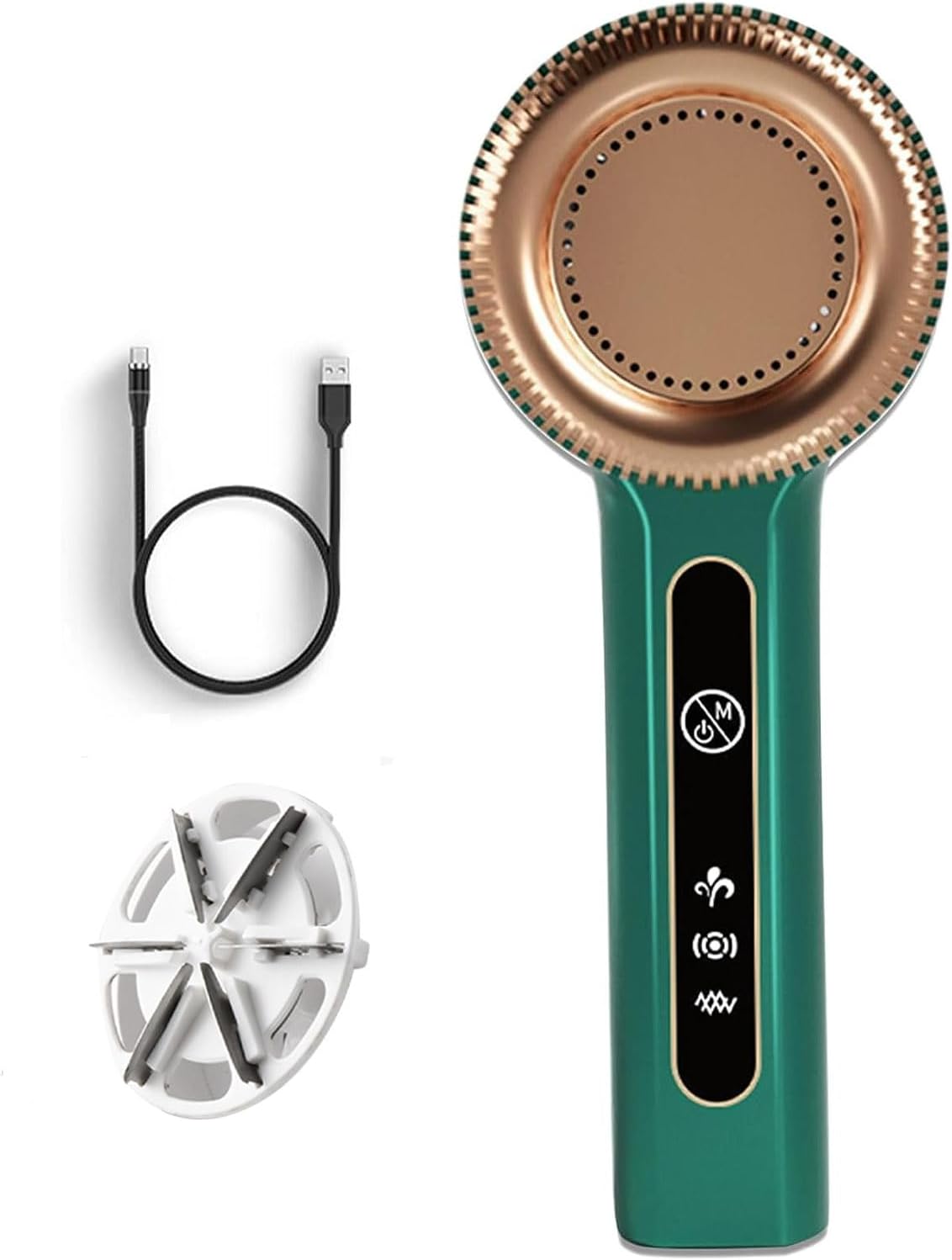 Woeau Bobble Remover Clothes - Electric Lint Remover, Fabric Shaver Clothes, Rechargeable Clothes Debobbler 2 Spare Shaving Heads, Defuzzer Clothes (Green), 16 x 8 x 6 cm (QMQ - GREEN2-20230208)