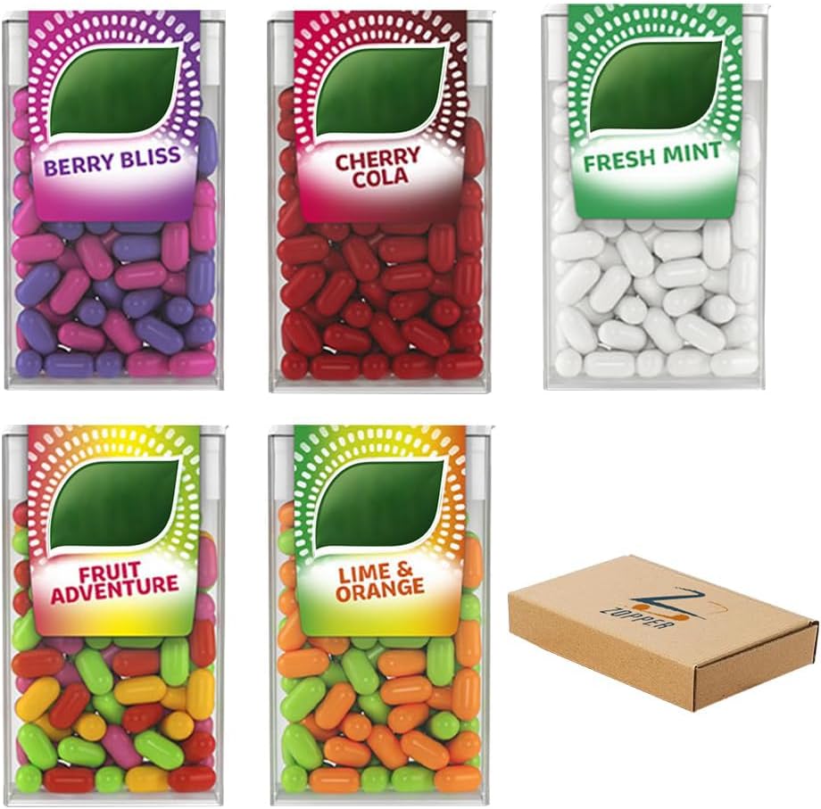 Tic Tac 5 Mixed Flavours Mint Sweets (Lime & Orange, Cherry, Fresh Mint, Fruit Adventure, Berry Bliss) for little Moments of Refreshment