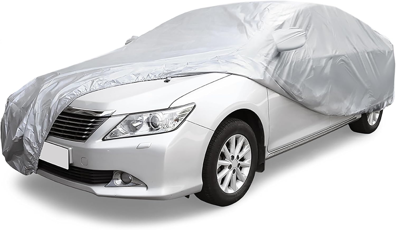 ACROPIX 180T Gray Car Cover Waterproof All Weather Full Exterior Cover Rain Hail Sun Protector Car Cover Fit for Sedan Length 200-204 Inch - Pack of 1