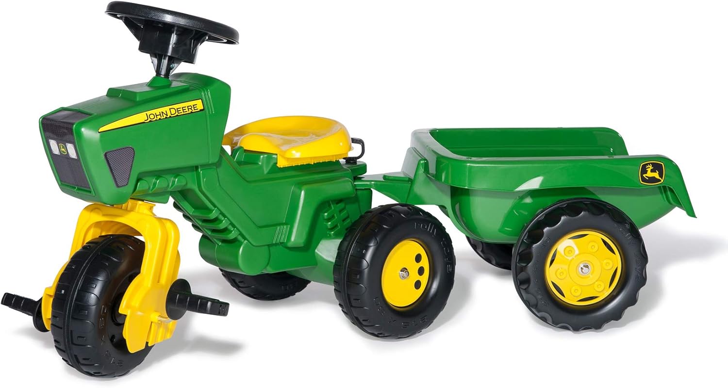 ROLLY TOYS | rollyTrac John Deere with Sound and Trailer | Pedal Tractor | 052769, Yellow