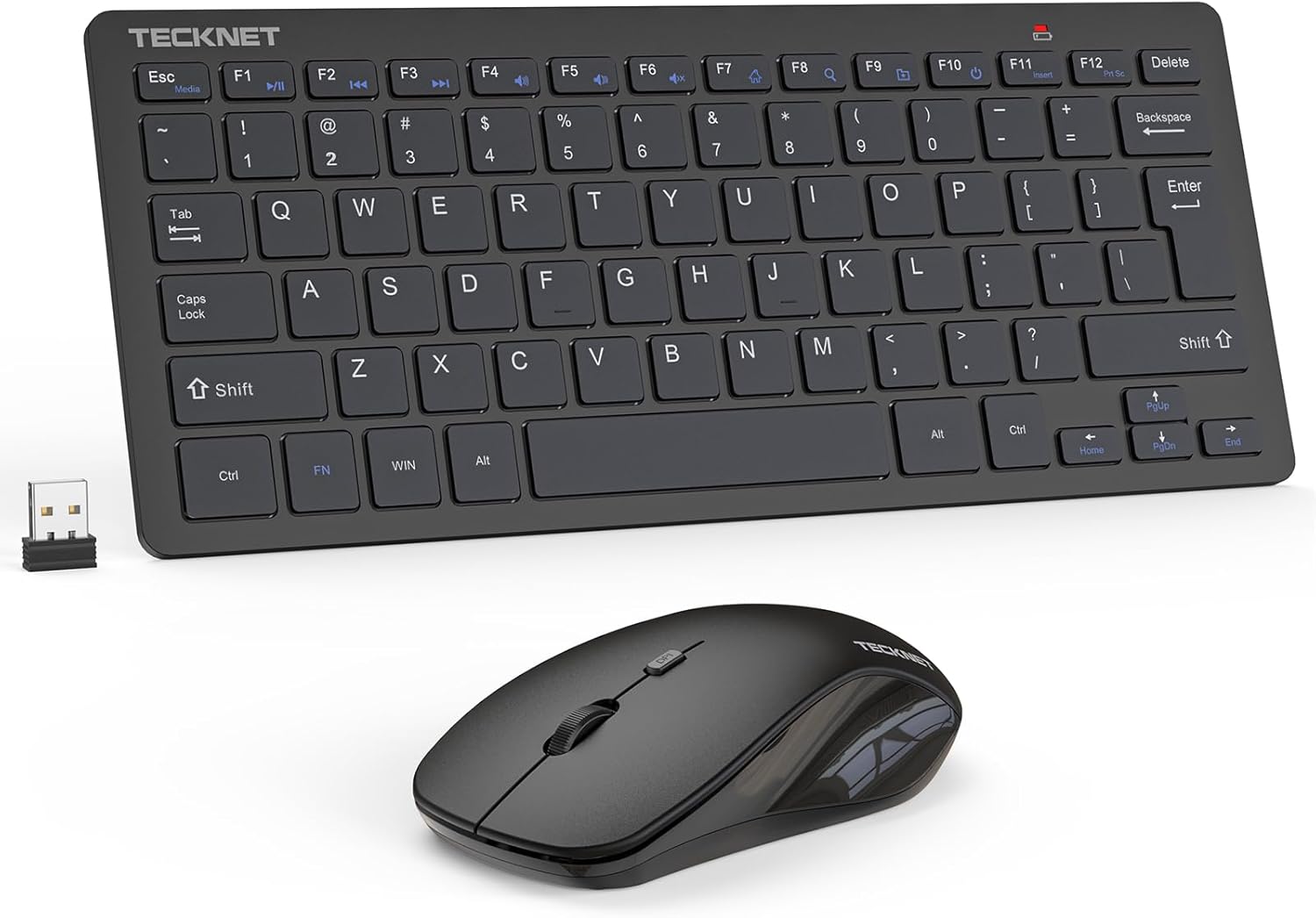 TECKNET Wireless Keyboard and Mouse Combo, Mini Cordless Computer Keyboard and Mouse Set 2.4GHz, Silent Adjustable 1600 DPI, Quiet Click, Lag-Free for Computer, Laptop, PC, Windows, Mac, Chrome OS