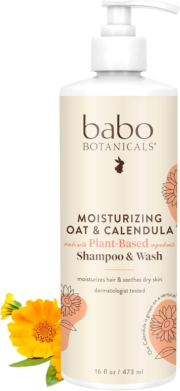 Babo Botanicals Moisturizing Shampoo And Wash Oatmilk Calendula, 16 Ounce