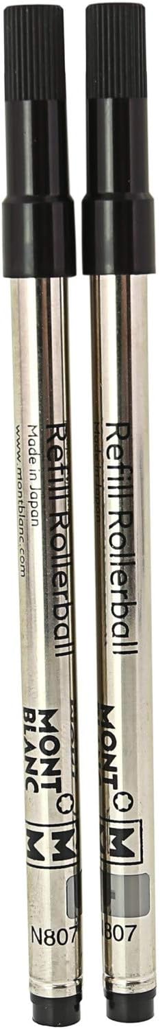 Montblanc Rollerball Refills (M) Mystery Black 105158 – Refill Cartridge with a Medium Nib for Rollerball Pens – 2 x Black Pen Refills