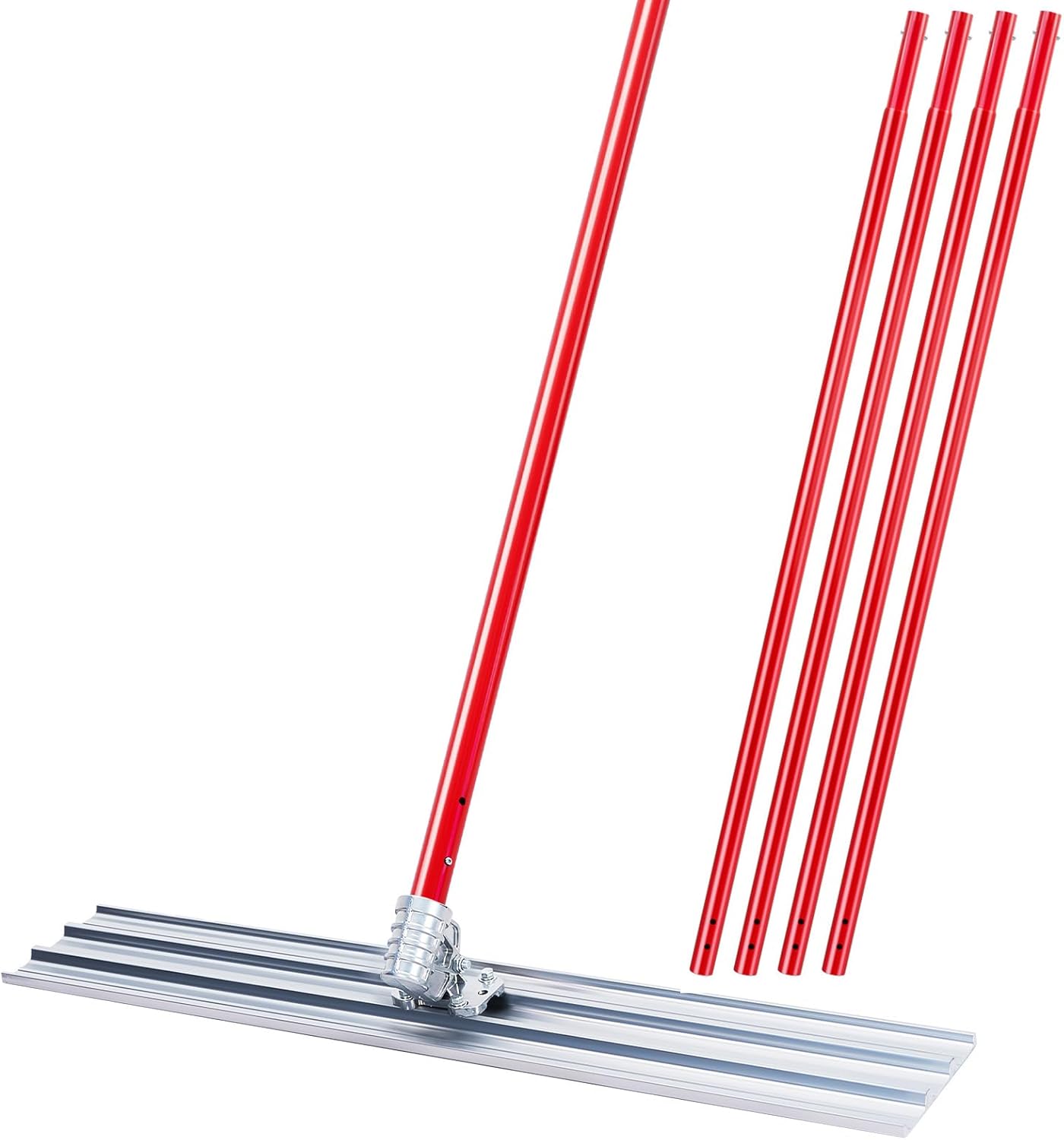 GarveeTech Bull Float Concrete Tools, 48x8" Square Edge Bull Floats Magnesium Blade with 4 Extension Handles, Bull Float Concrete Finishing Tool