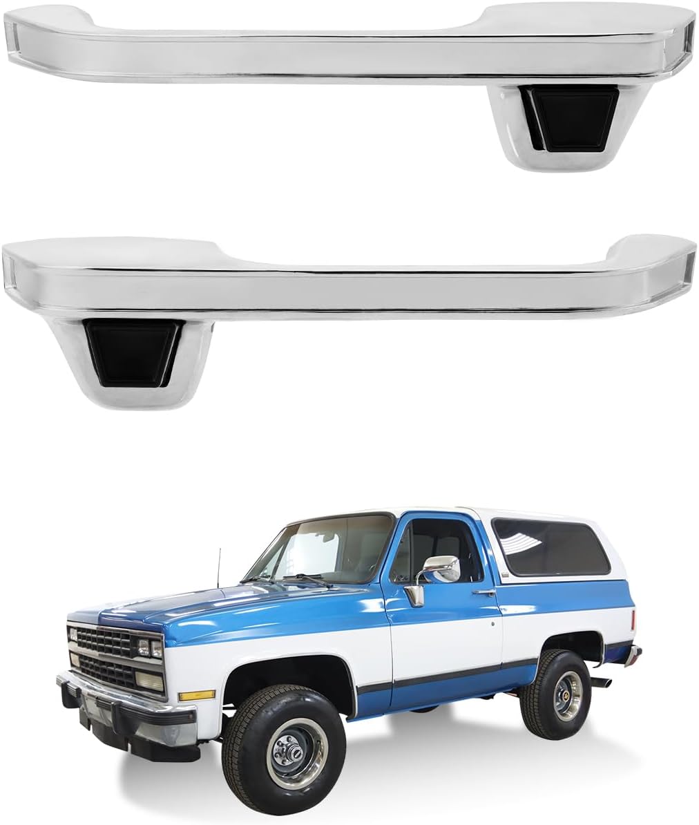 Metal Exterior Door Handles (Pair), Compatible with 1973-1991 Chevy C/K/R/V 10 20 30 1500 2500 3500, GMC C/K 15 25 35 R/V 1500 2500 3500 Pickup Suburban Blazer, Front Left & Right, OE# 77047 90025
