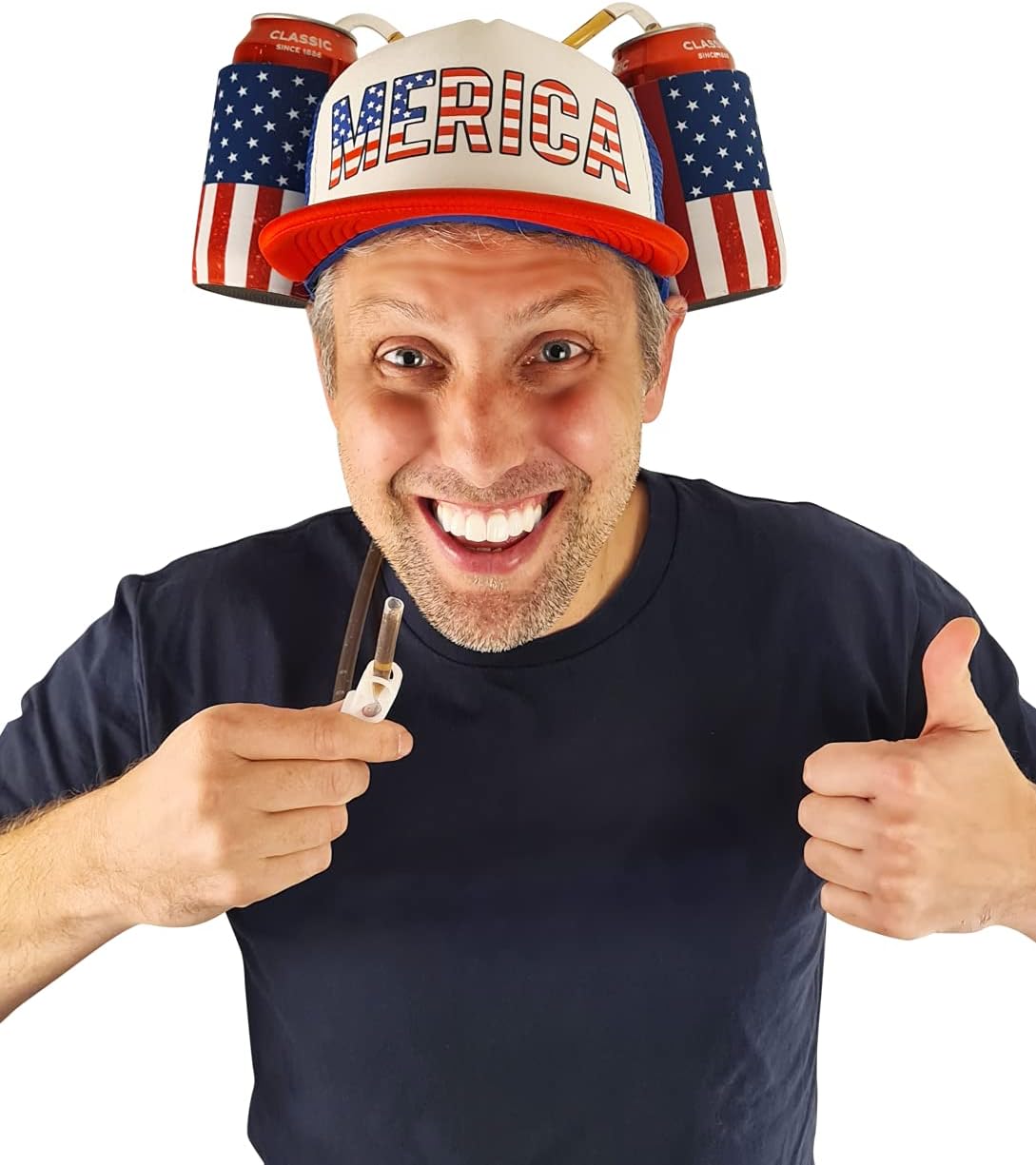HandinHandCreations USA Hat Merica 4th of July All American Costume Drink Holder with Straw Costume
