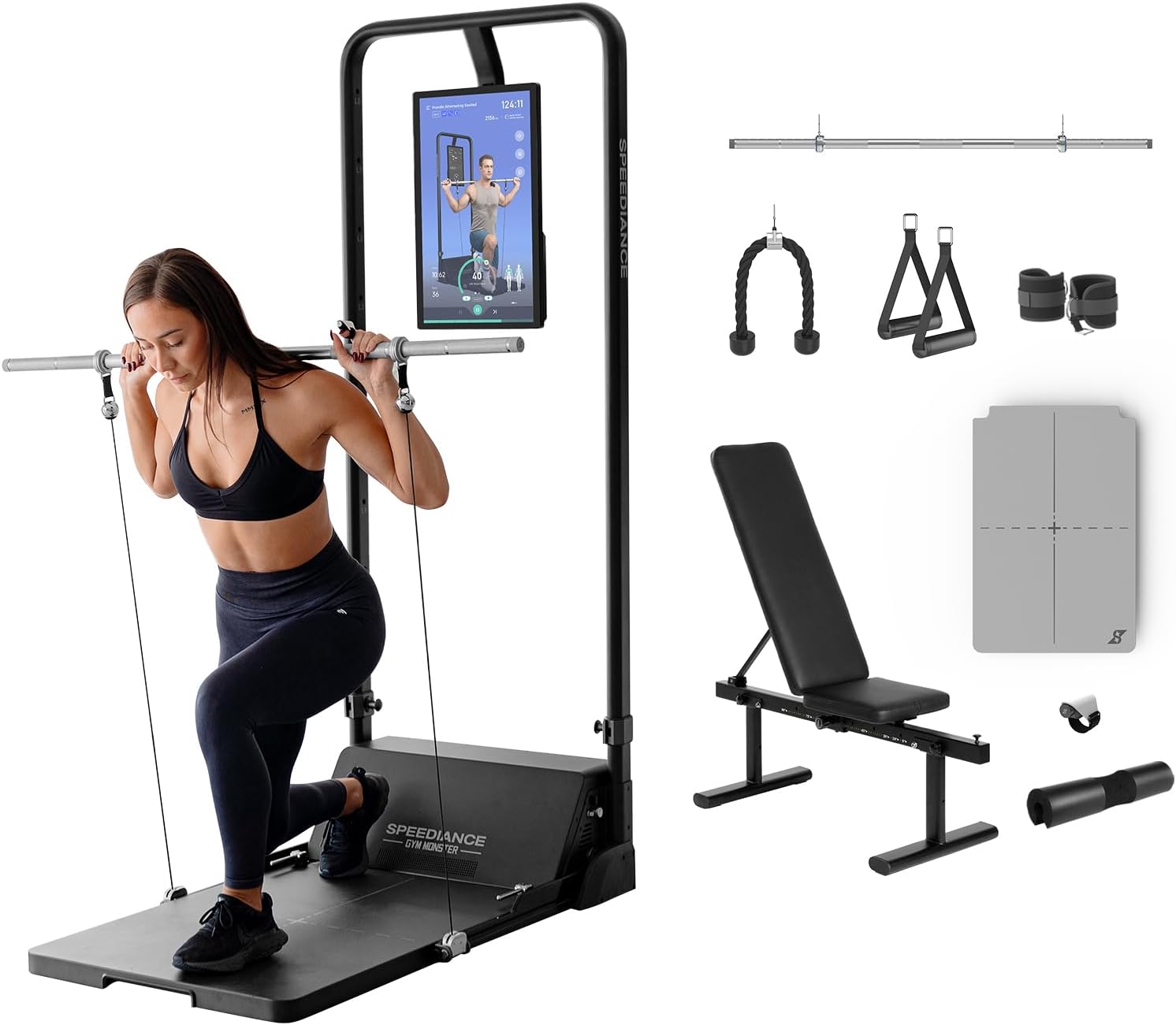 Speediance Gym Monster Smart Home Gym, Multifunctional Strength Training Machine, Smith Machine Power Cage Workout Station, Squat Rack Cable Machine, Full Body Fitness Equipment for Home Workout
