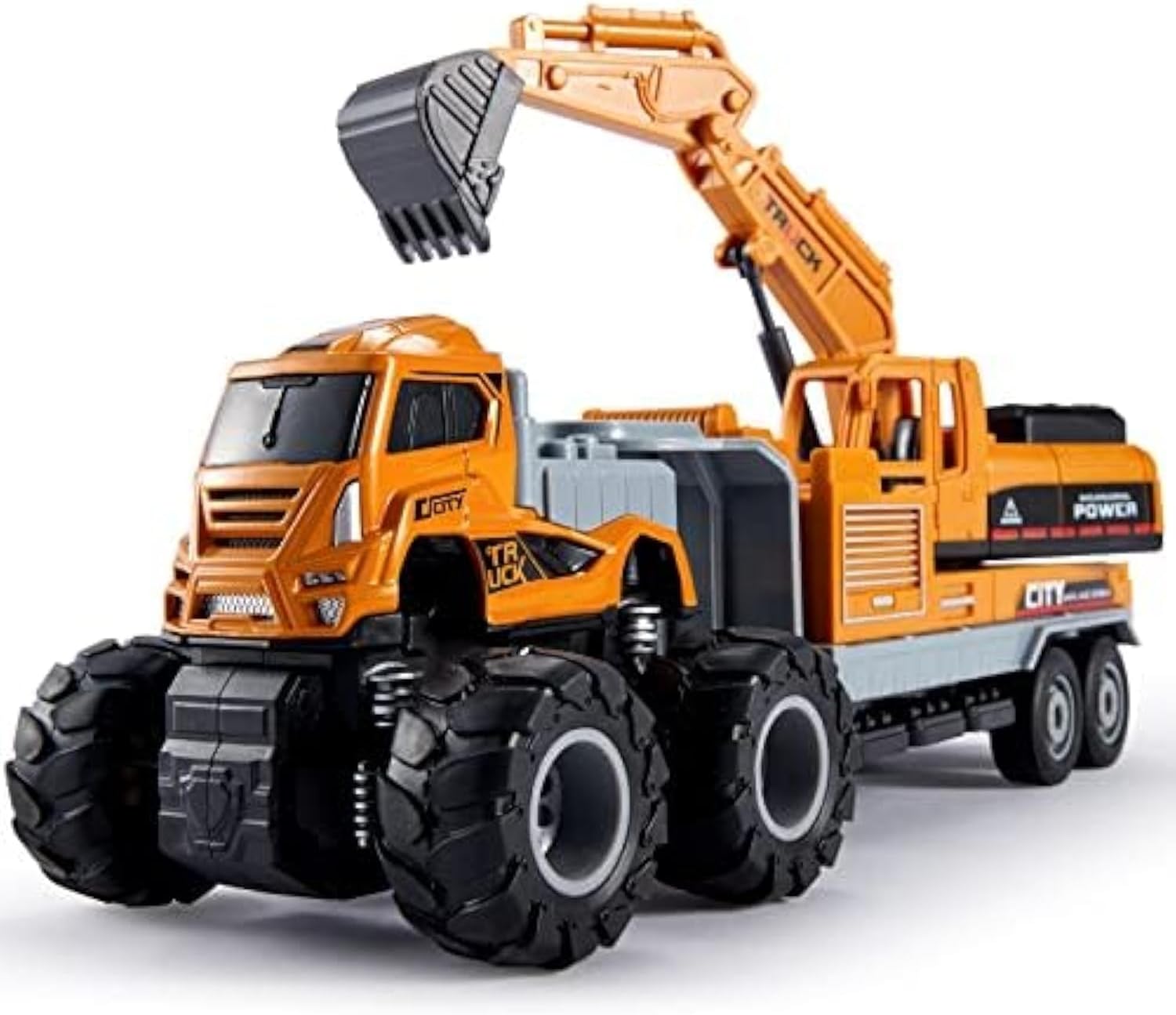 HERSITY Construction Excavator Toy Diggers for Boys Age 3, Diecast Cars Tow Truck 10.43inch Engineering Vehicle Presents for Kids Toddler