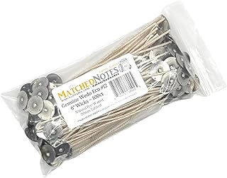100ct Genuine Eco 12 Candle Wicks - 6" Length - 20mm Wick Tab - Natural Wax Coating - Top Selling Wick