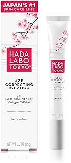 Hada Labo Tokyo Age Correcting Eye Cream, Anti-Aging Super Hyaluronic Acid, Collagen & Caffeine Reduce Wrinkles, Dark Circles & Under Eye Puffiness, Lift, Firm & Brighten Eyes, 0.5 oz