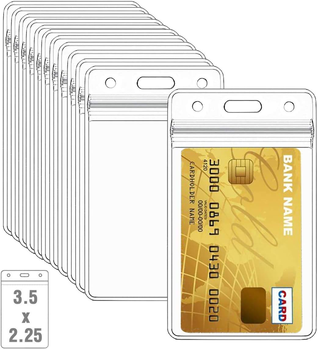 100 Pcs Clear Plastic Vertical Name Badge ID Card Holders