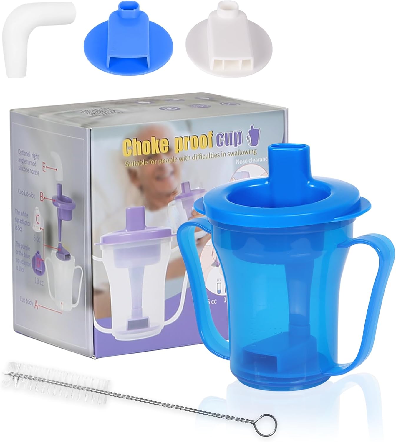 Dysphagia Regulating Drinking Cup, Prevent Choking for Dysphagia/Dementia/Elderly,Dispenses 5cc or 10cc of Liquid Each time,Spill-Proof