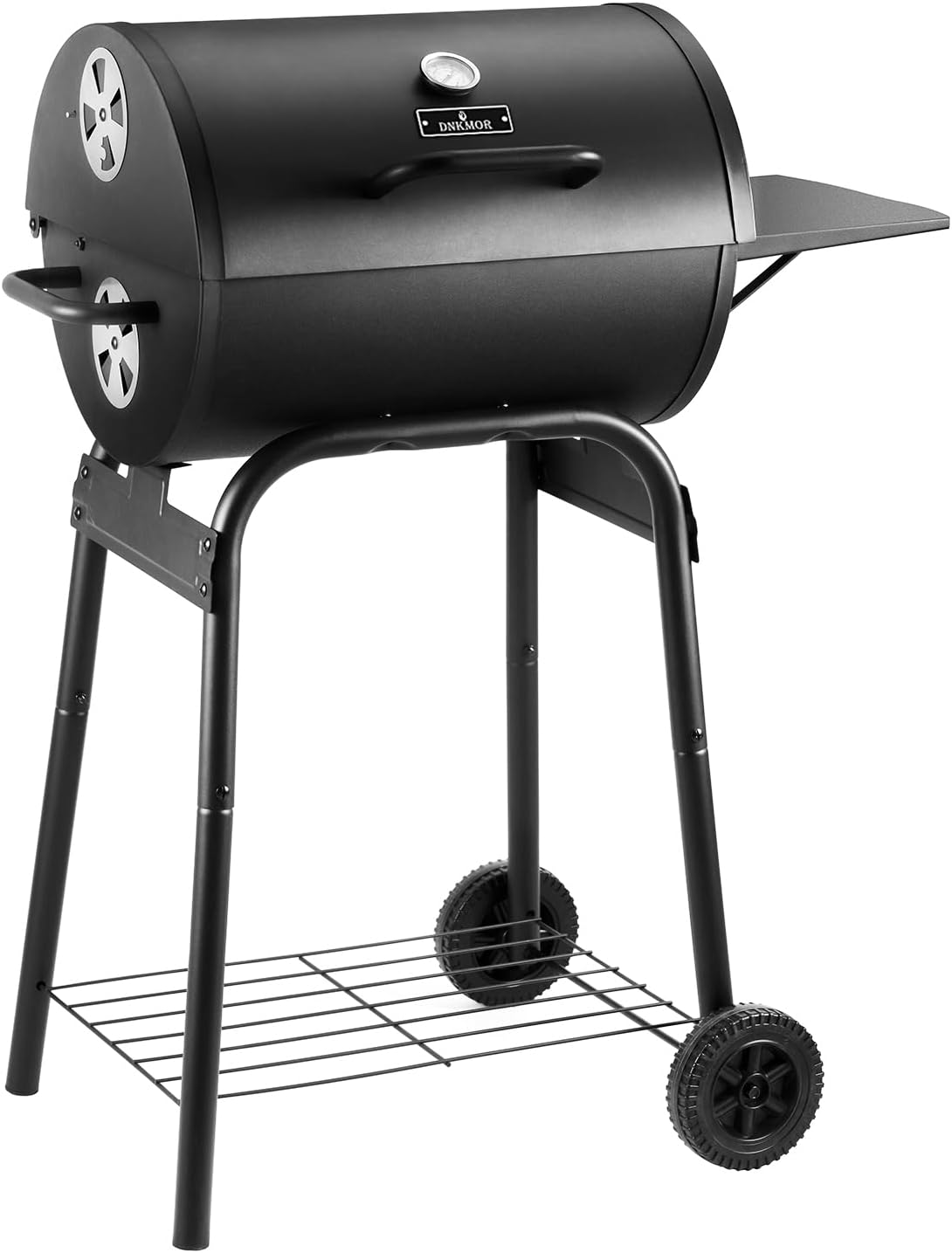Charcoal Grill Outdoor BBQ Grill, Barrel Charcoal Grills with Side Table, with Nearly 500 Sq.In. Cooking Grid Area, Outdoor Backyard Camping Picnics, Patio and Parties, Black