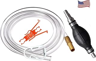 GasTapper Fuel Transfer Pump - Gas Siphon Pro Pump for Gasoline, Oil, Diesel, Water, Liquid, Fluid w/ 9 Ft Hose - Portable Hand Gas Pump Includes Brass Tip Weight and Pinch Clip - 3.5 Gls/Min