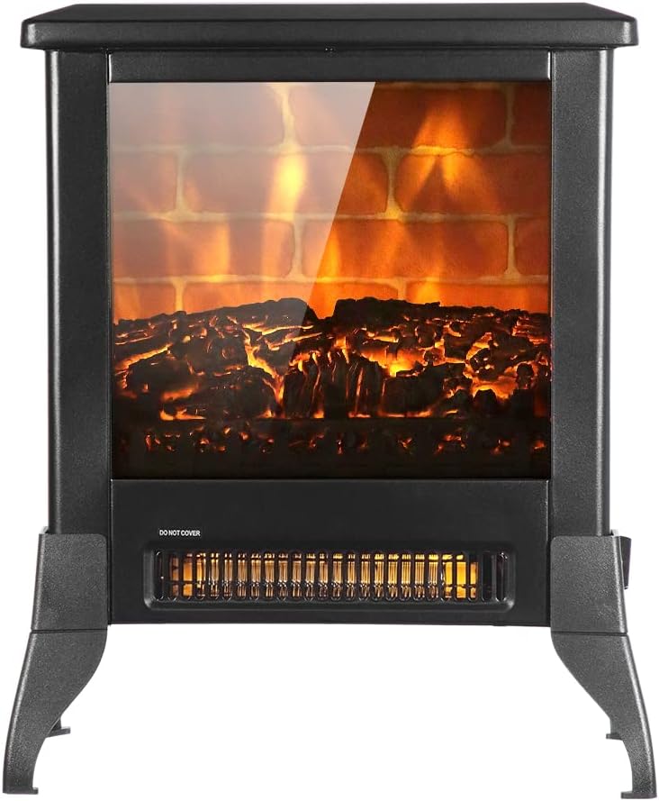 Winado Electric Fireplace, 18” Stove Heater with Realistic Flame, Adjustable Heating Mode, CSA Certified - Overheating Safety Protection for Living Room& Bedroom& Office, 120V 1400W, Black
