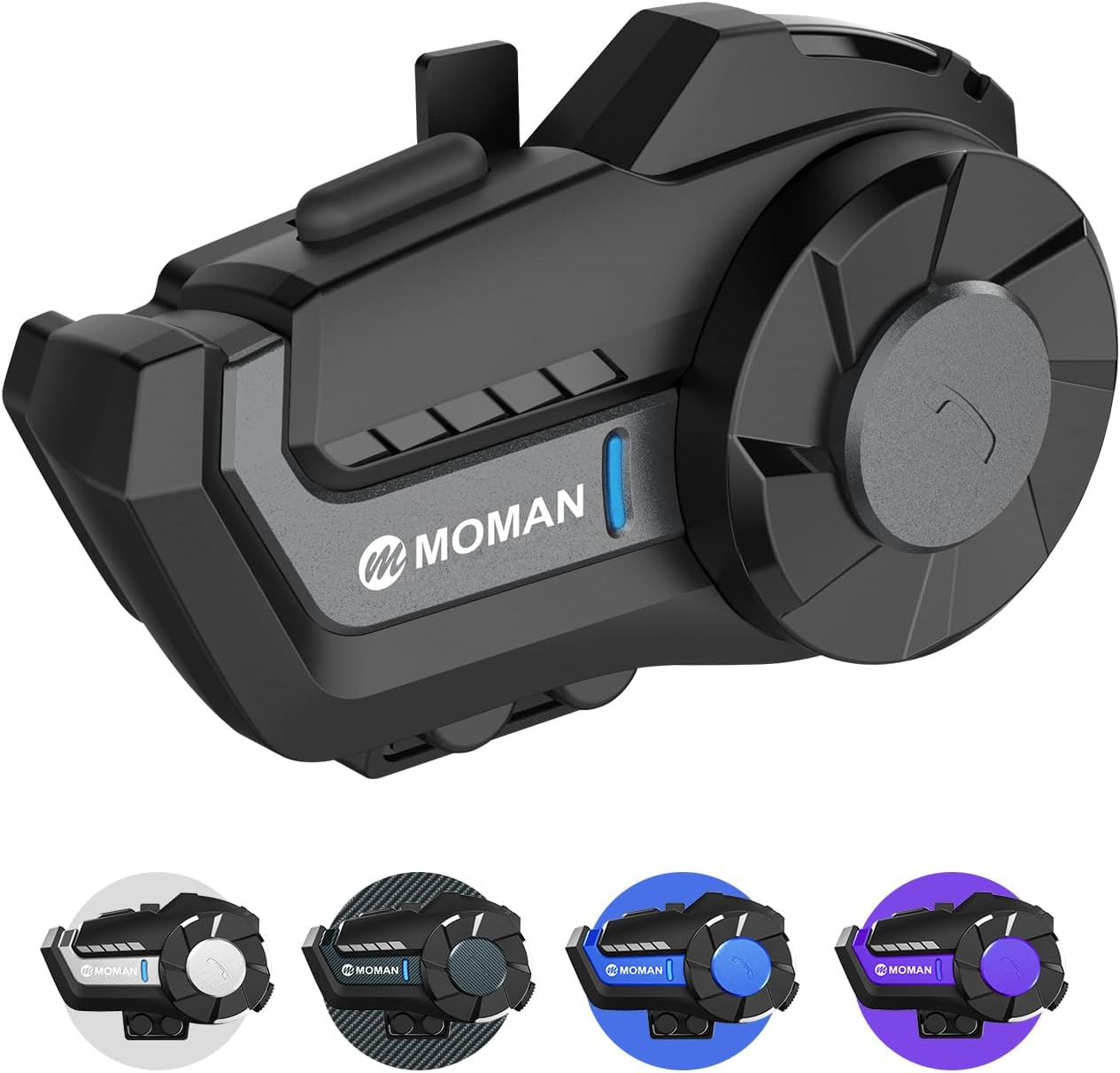 Moman Motorbike Intercom, H2 Pro 【1 Pack Black】2-Way 1000M Motorcycle Intercom DSP&CVC Noise Cancellation Helmet Headset Communication System Hi-Fi Stereo Music Sharing FM AI Voice Waterproof